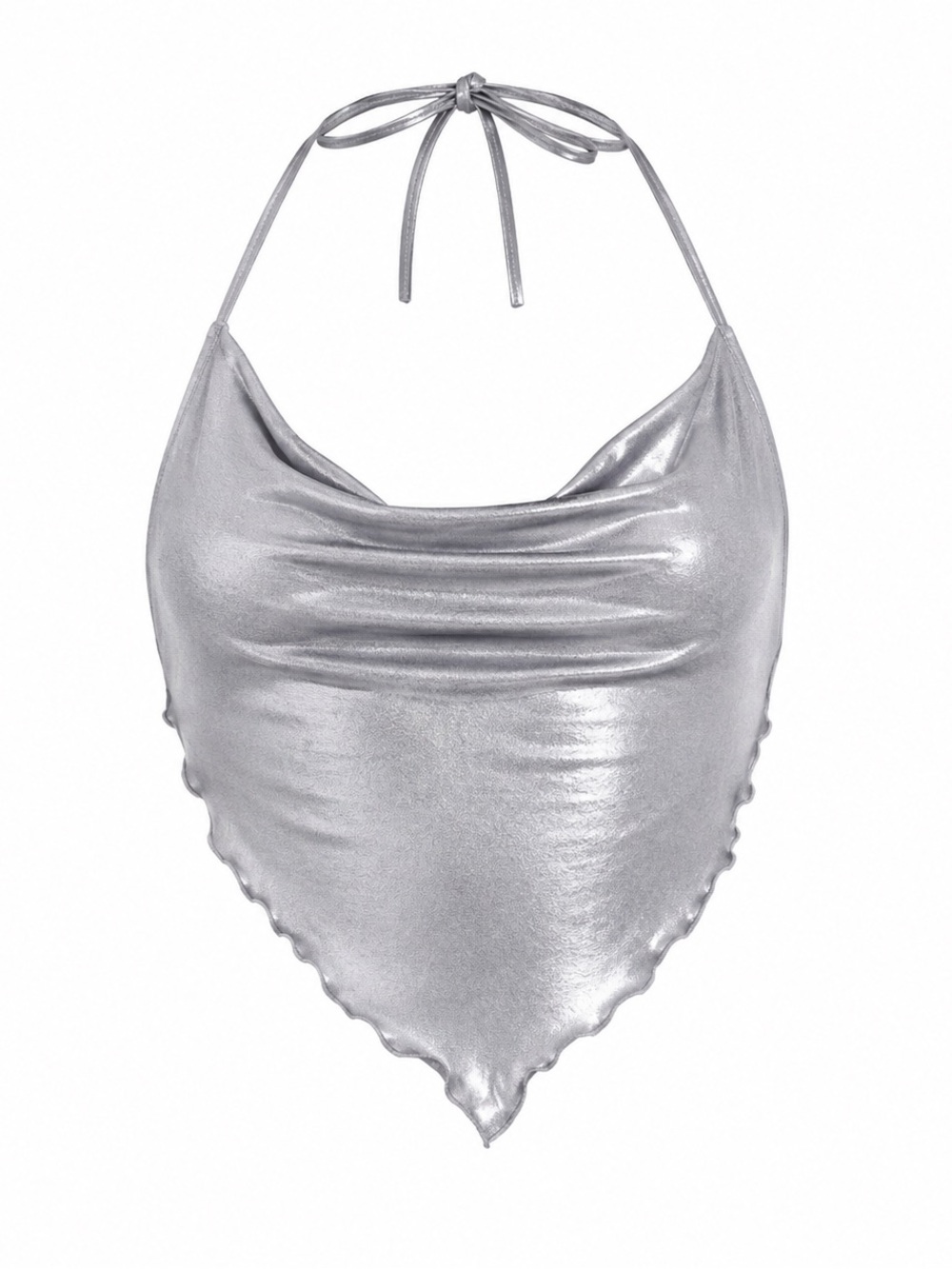 I.AM.GIA Silver Satin Halter Scarf Top
